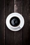 Black Coffee In White Cup Stock Photo