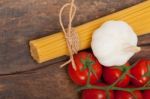 Italian Basic Pasta Ingredients Stock Photo