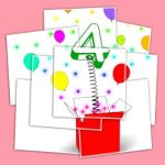 Number Four Surprise Box Displays Sparkling Confetti And Colourf Stock Photo