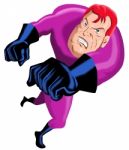 Cartoon Super Hero Running Punching Stock Photo