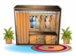 Cartoon  Illustration Interior Clothing Room With Separated Layers Stock Photo