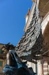 Angel Statue Outside Verona Cathedral Stock Photo