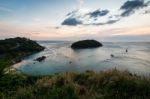 Tropical Ocean Landscape With A Little Island, Phuket, Thailand Stock Photo