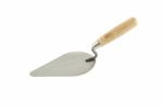 Metal Trowel With Wooden Handle On White Background Stock Photo