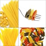 Various Type Of Italian Pasta Collage Stock Photo