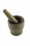 Stone Mortar And Pestle For Crack Ingredient Cooking Stock Photo