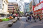 Unidentified Tourist Shopping In Myeongdong, South Korea Stock Photo