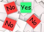 Yes No Post-it Notes Mean Positive Or Negative Response Stock Photo