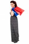 Young Woman Holding Shopping Bag Stock Photo