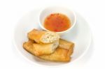 Spring Rolls And Dipping Sauce Stock Photo