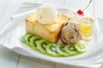 Ice-cream Honey Toast Stock Photo