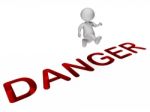 Danger Character Represents Climb Over And Cautious 3d Rendering Stock Photo