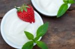 Organic Greek Yogurt And Strawberry Stock Photo