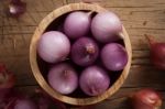 Shallots Still Life Wood Background Stock Photo