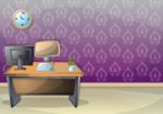 Cartoon  Illustration Interior Office Room Stock Photo