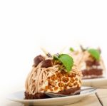 Chestnut Cream Cake Dessert Stock Photo