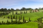 Farmhouse In  Val D'orcia In Tuscany Stock Photo