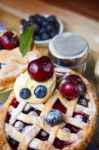 Decorated Homemade Shortcrust Pastry Berry Pies Stock Photo