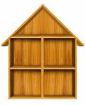 Wooden House Shelf Stock Photo