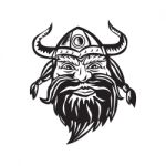 Viking Warrior Head Angry Black And White Stock Photo