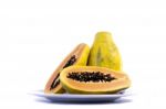 Papaya Fruit Sliced Stock Photo