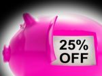 Twenty-five Percent Off Piggy Bank Message Shows Price Slashed 2 Stock Photo