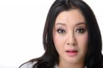 Close-up Portrait Of A Asian Woman Scared And Afraid With Wide O Stock Photo