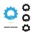 Handshake And Gear Abstract Design Template Stock Photo