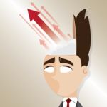 Cartoon Businessman With Up Arrow From His Head Stock Photo