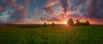 Wind Turbines At The Sunset Stock Photo