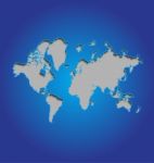 World Map On Blue Background Stock Photo