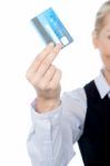 Business Lady Showing Credit Card Stock Photo