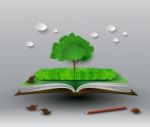 Tree On Open Book Stock Photo