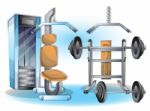 Cartoon  Illustration Interior Fitness Room With Separated Layers Stock Photo