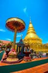 Wat Phrathat Hariphunchai Golden Pagoda In Lamphun,thailand Stock Photo