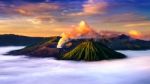 Mount Bromo Volcano (gunung Bromo)in Bromo Tengger Semeru National Park, East Java, Indonesia Stock Photo