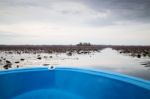 Beautiful Cloudy Sky At Lotus Lake Stock Photo