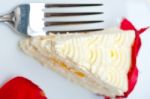 Whipped Cream Mango Cake Stock Photo