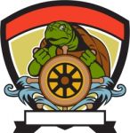 Ridley Turtle At Helm Crest Retro Stock Photo