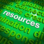 Resources Word Cloud Shows Assets Human Financial Input Stock Photo