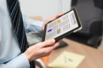 Man Holding A Digital Tablet Stock Photo