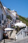 Mijas, Andalucia/spain - July 3 : Typical Street Cafe In Mijas Stock Photo