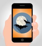 Halloween Bats Online Shows Spooky Hanging Animals Stock Photo