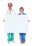 Doctors Showing Blank Board Stock Photo