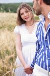 Woman Looking Her Boyfriend, Woman On Focus Stock Photo