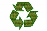 Recycle Sign Contain Green Field On White Background Stock Photo