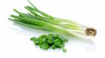 Green Onion Isolated On The White Background Stock Photo