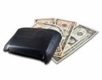 Black Leather Wallet With Money  Stock Photo