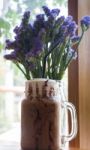 Iced Coffee On Wooden Table Top Stock Photo