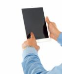 Male Using Tablet Pc Stock Photo